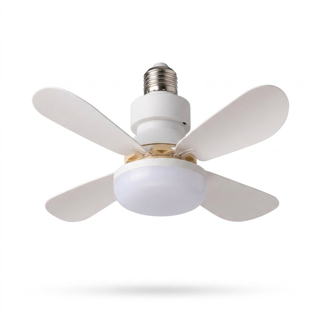 Ventilateur de plafond LED Airluma 2-en-1 — se visse sur ta douille E27, télécommande incluse. Fraîcheur + lumière dans n'importe quelle pièce, sans travaux.